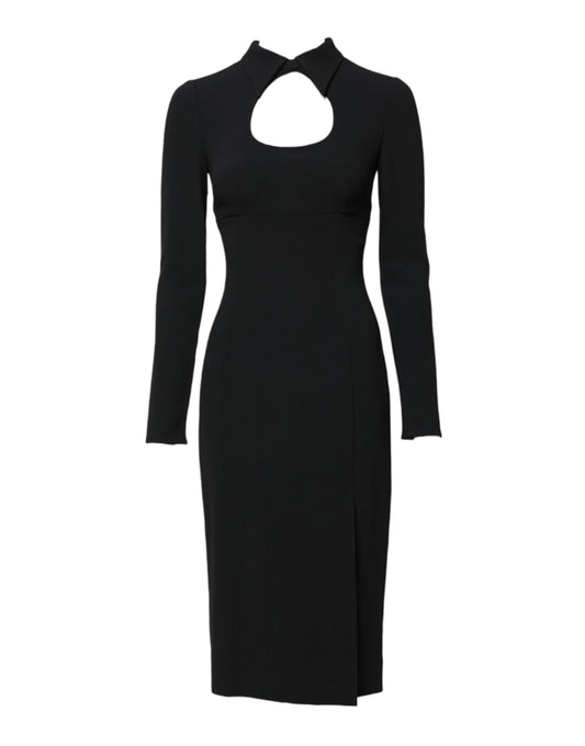 Dolce & Gabbana Black Long Sleeve Bodycon Sheath Midi Dress