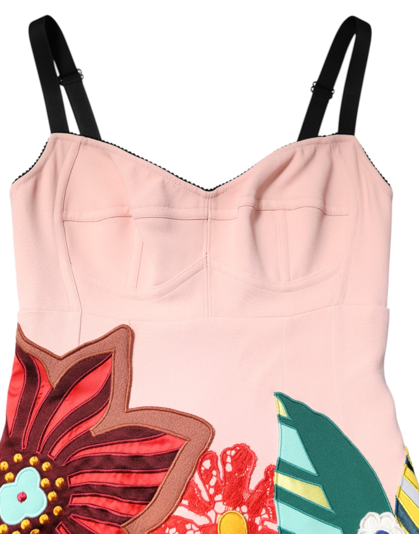 Dolce & Gabbana Pink Bold Floral Print Spaghetti Strap Mini Dress