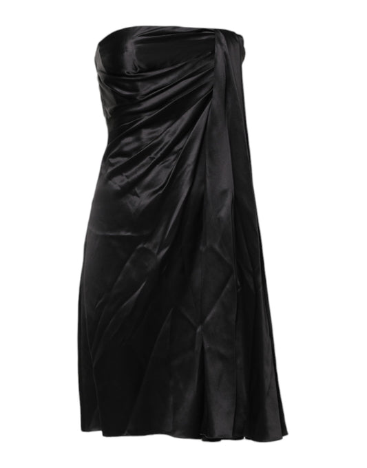 Dolce & Gabbana Black Strapless Silk A-line Mini Dress