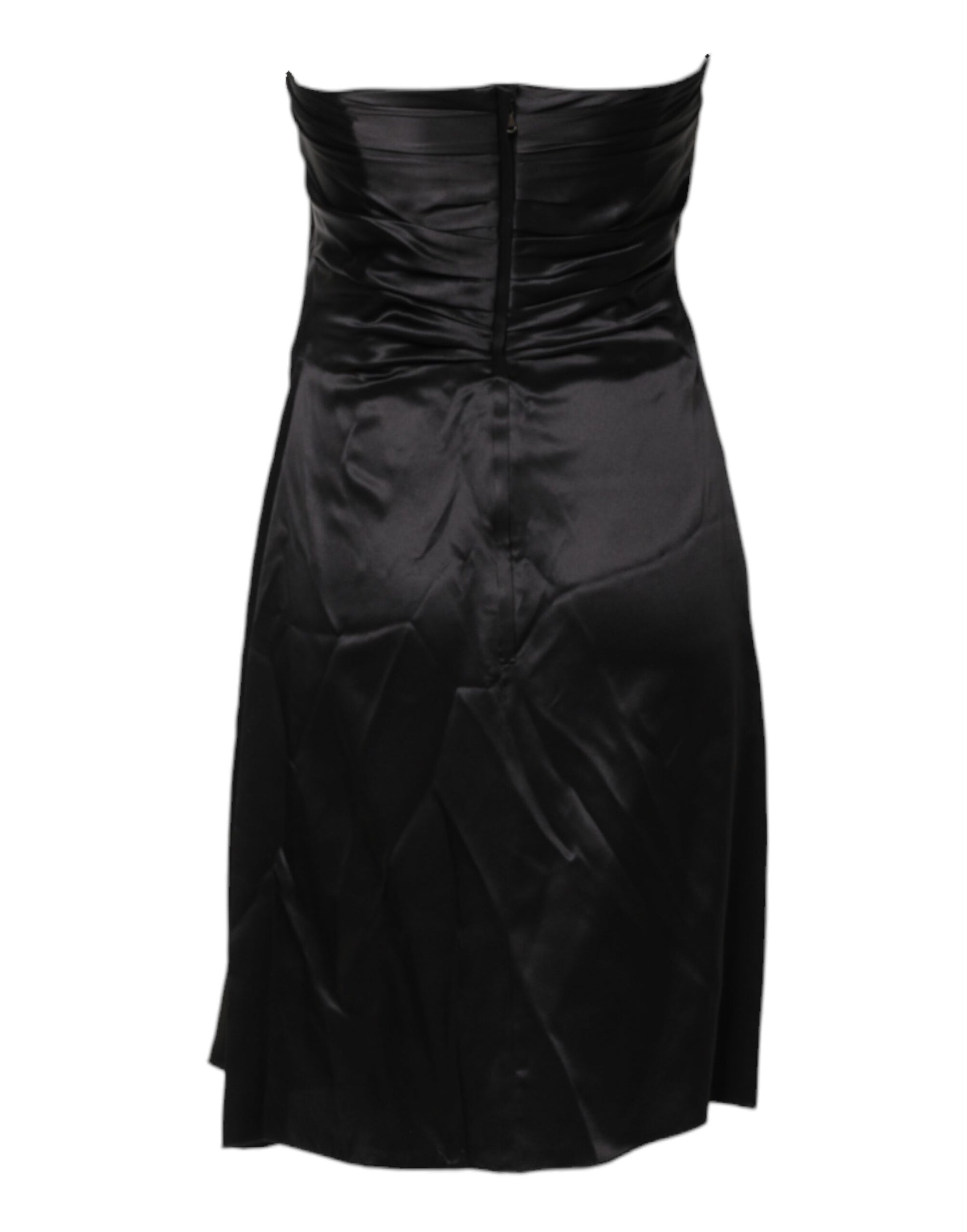 Dolce & Gabbana Black Strapless Silk A-line Mini Dress