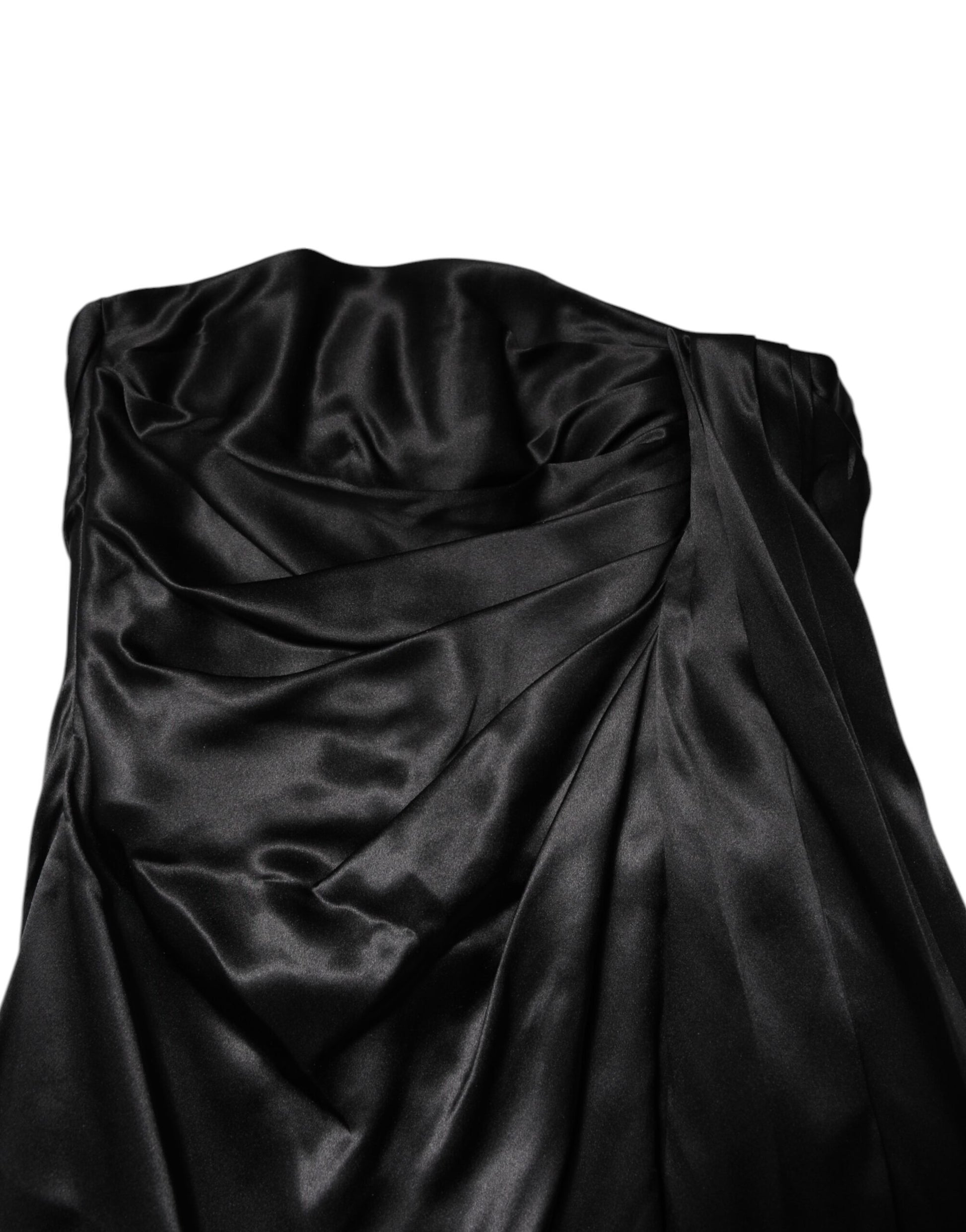 Dolce & Gabbana Black Strapless Silk A-line Mini Dress