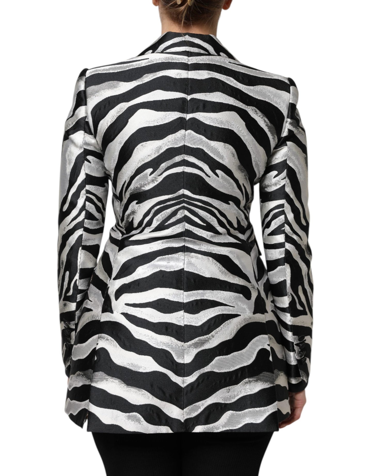 Dolce & Gabbana Black & White Women's Zebra Print Blazer Jacket