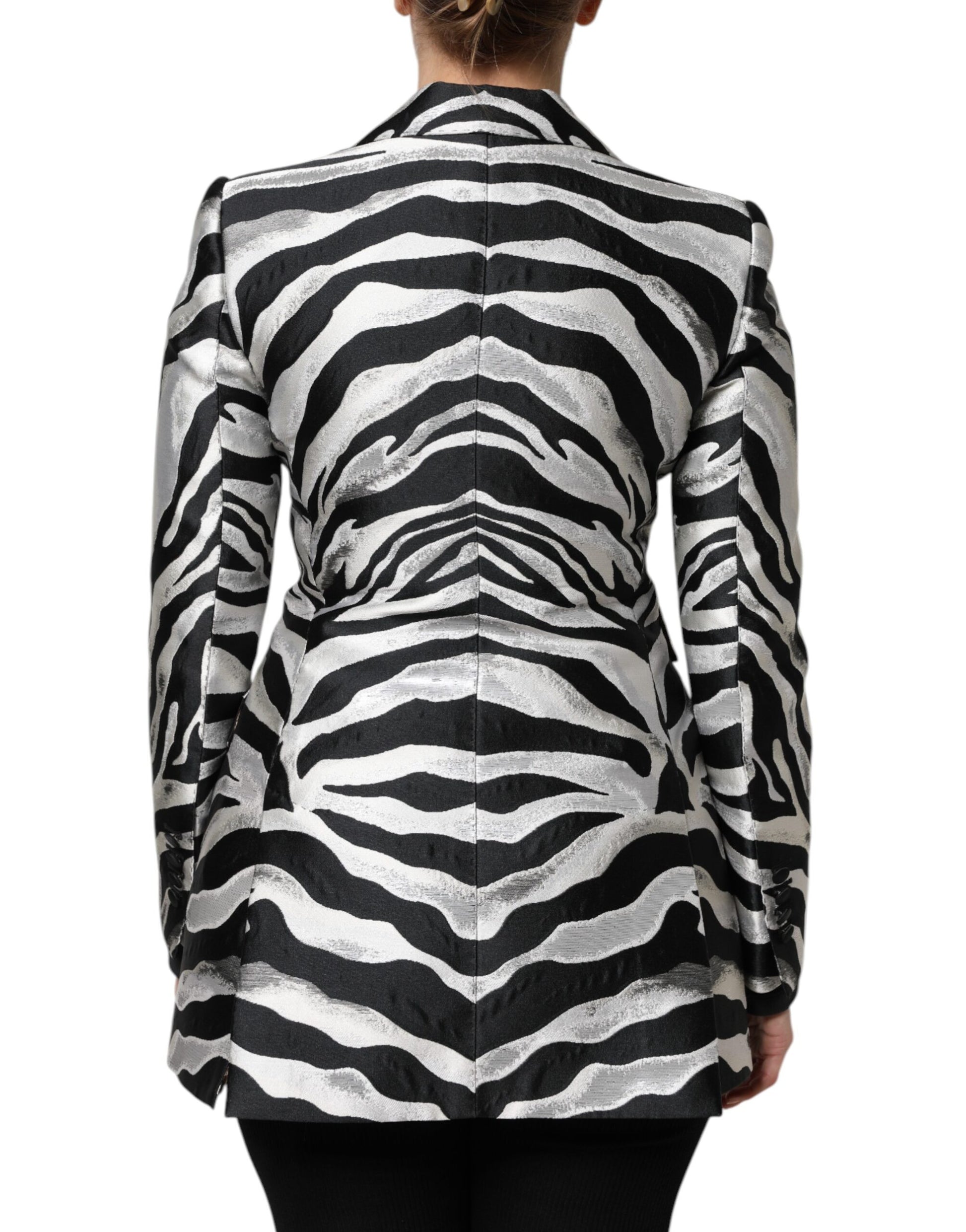 Dolce & Gabbana Black & White Women's Zebra Print Blazer Jacket