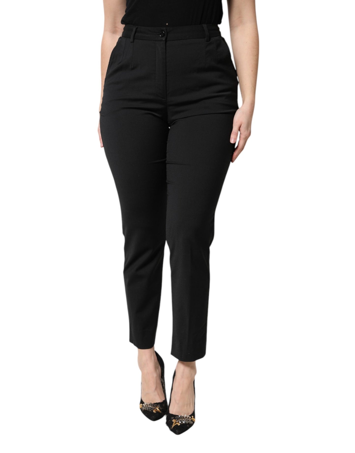 Dolce & Gabbana Black High Waist Slim Fit Pants