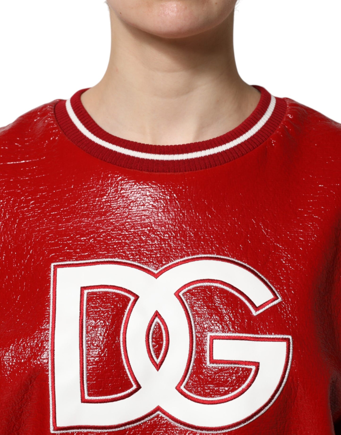 Dolce & Gabbana Red Wool DGLogo Crew Neck Jumper