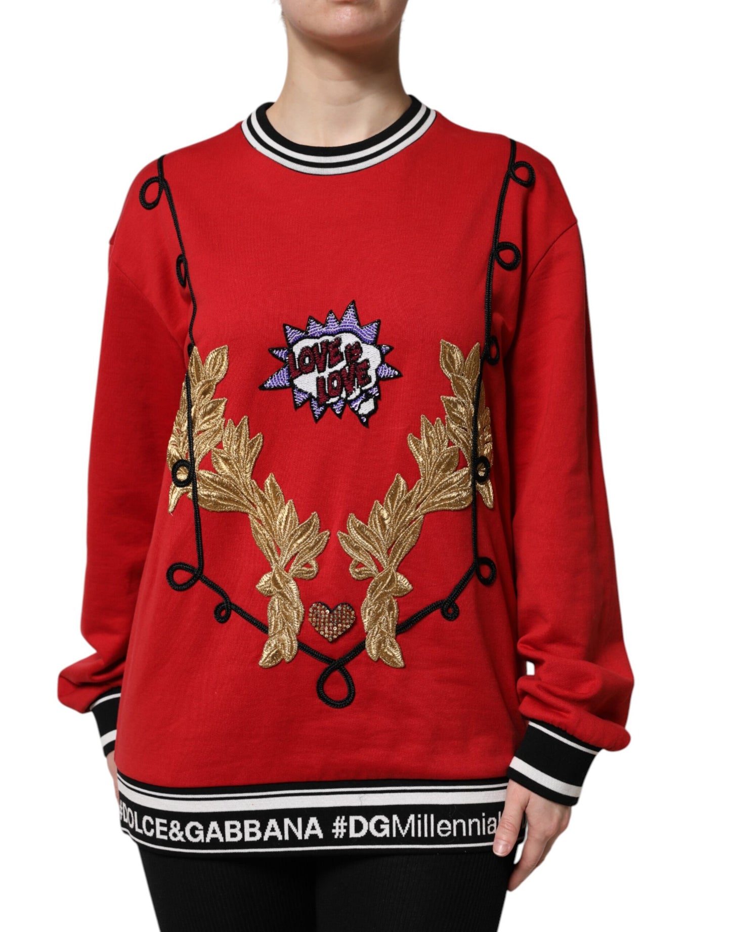 Dolce & Gabbana Red Cotton Queen #DG Millenials Jumper