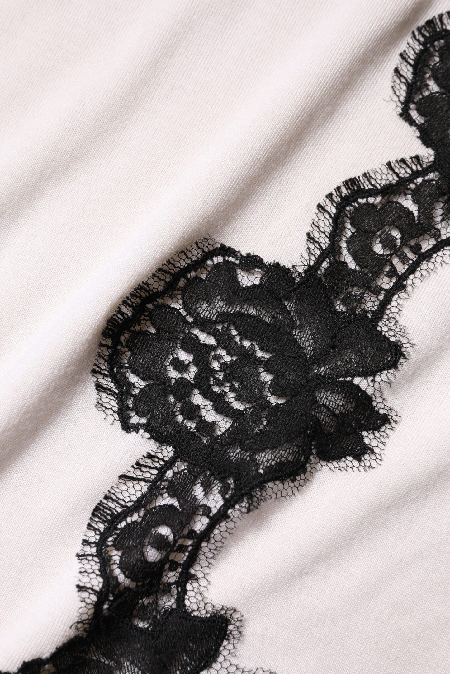Dolce & Gabbana White Cashmere Floral Lace Detail Tank Top