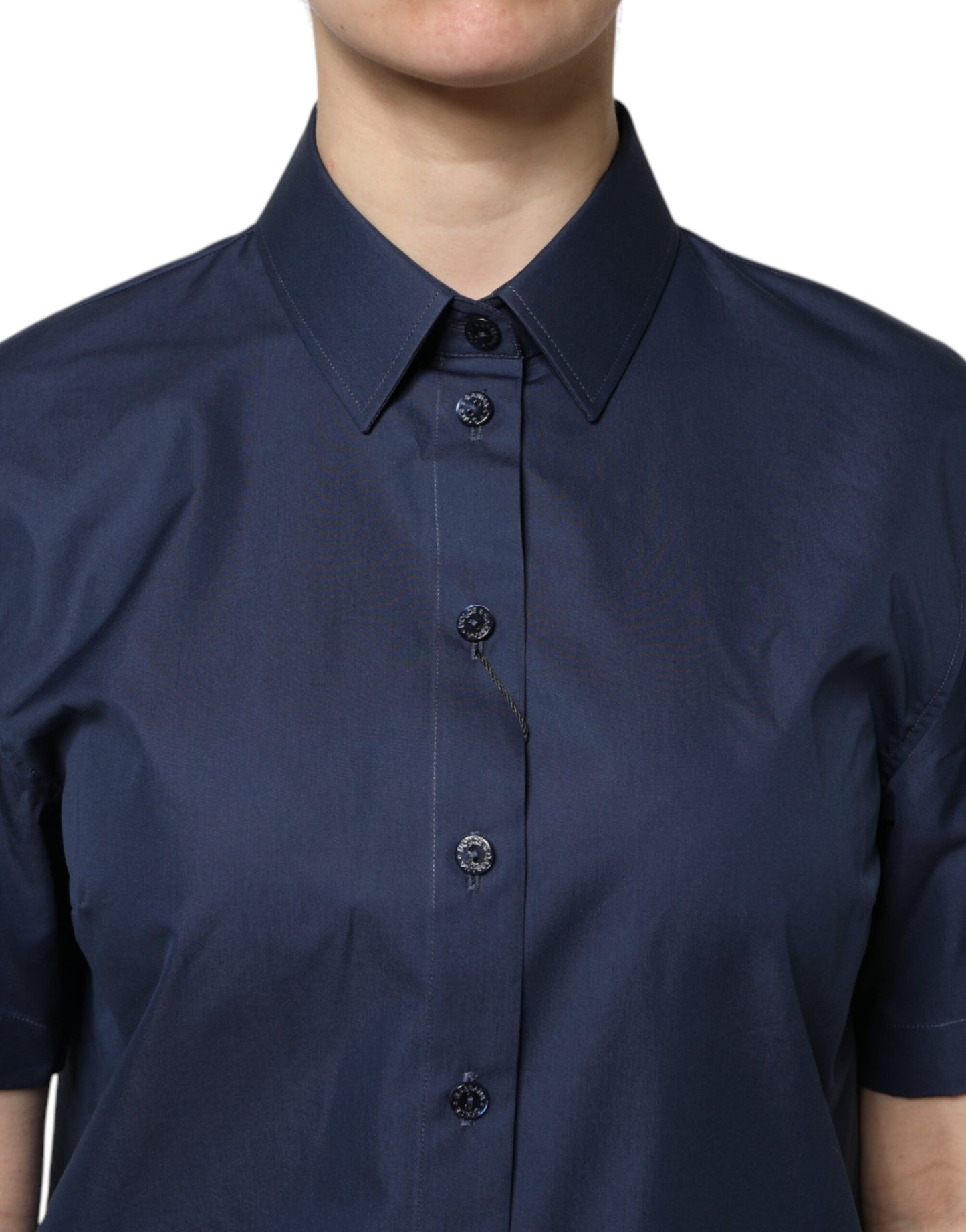 Dolce & Gabbana Blue Cotton Short Sleeves Button Down Polo Top