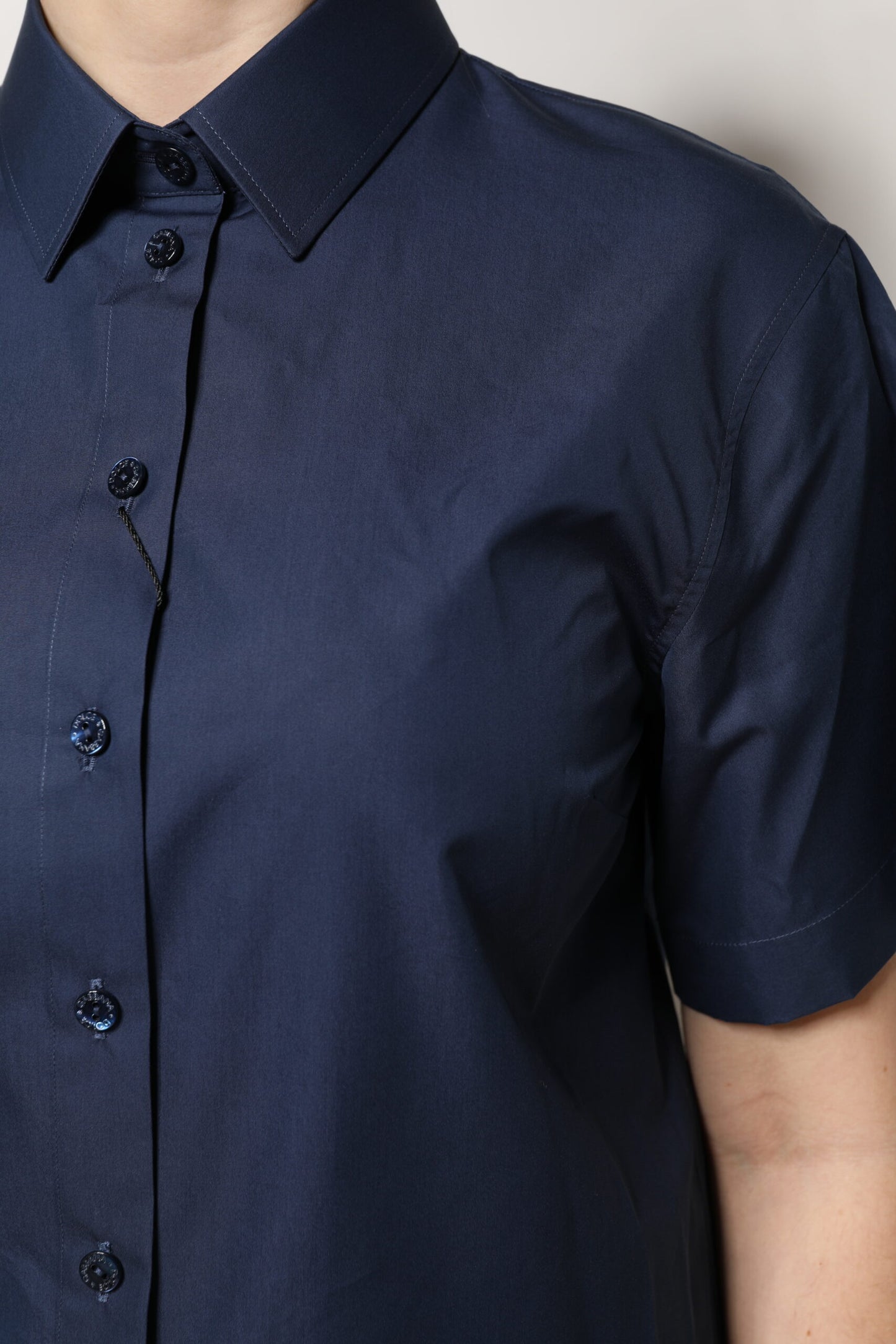 Dolce & Gabbana Blue Cotton Short Sleeves Button Down Polo Top