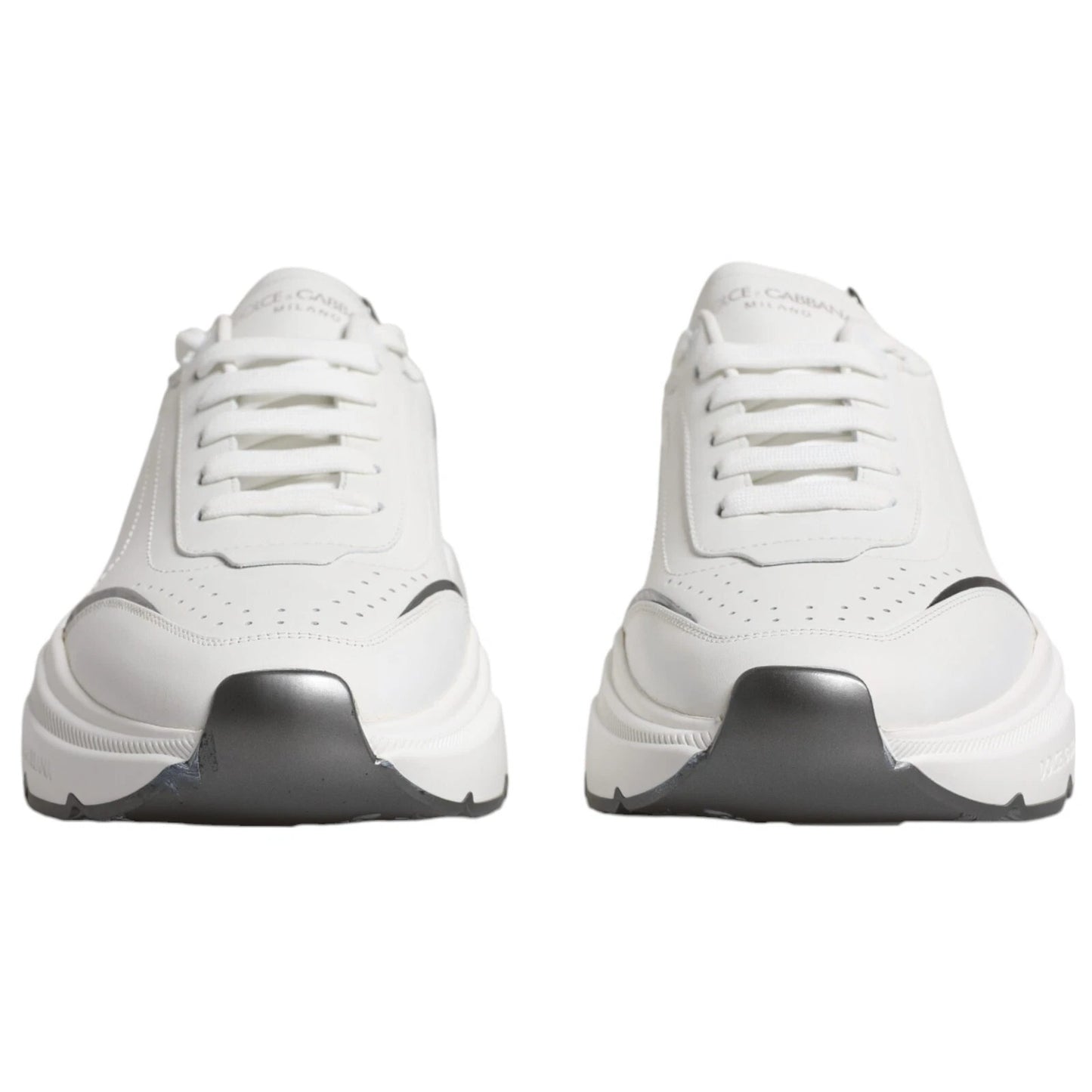 Dolce & Gabbana DAYMASTER White Silver Leather Sneakers