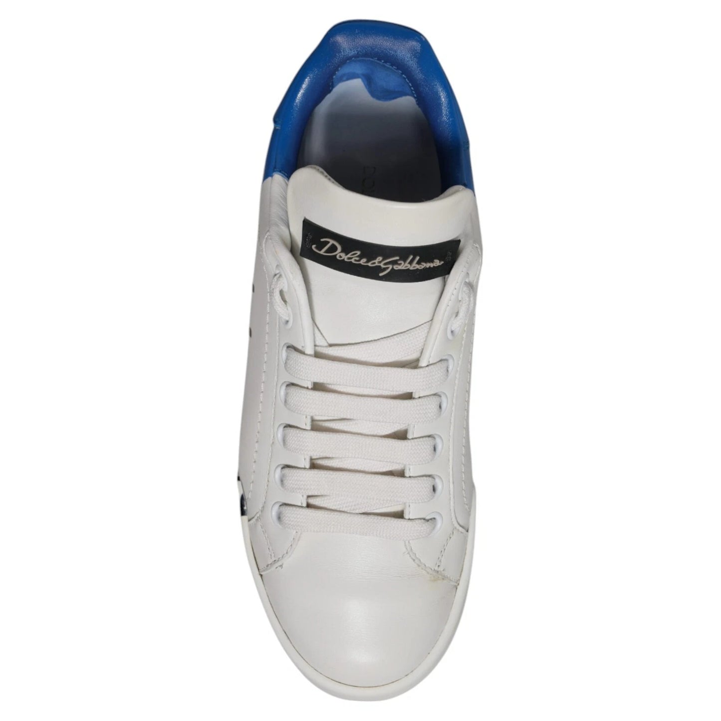 Dolce & Gabbana White & Blue Logo Portofino Sneakers for Women