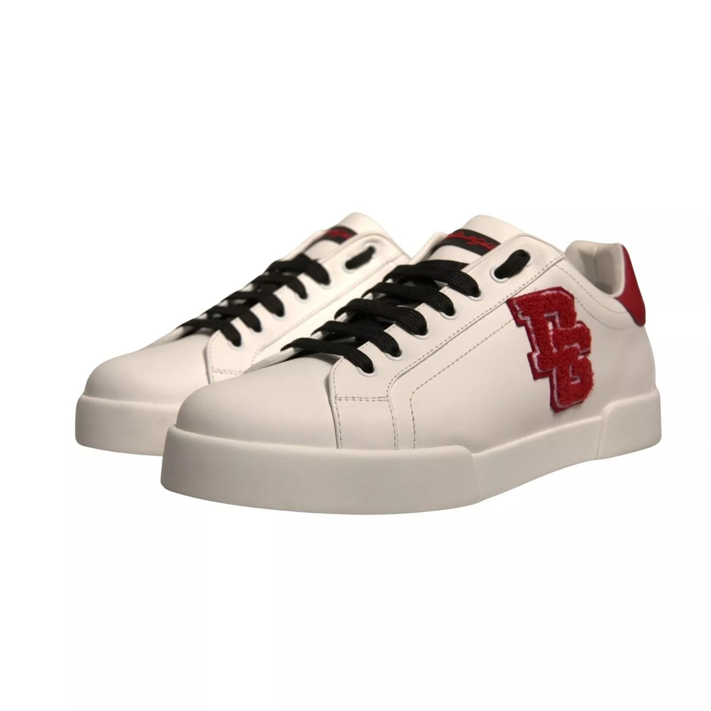 Dolce & Gabbana White Leather DG Logo Low Top Sneakers