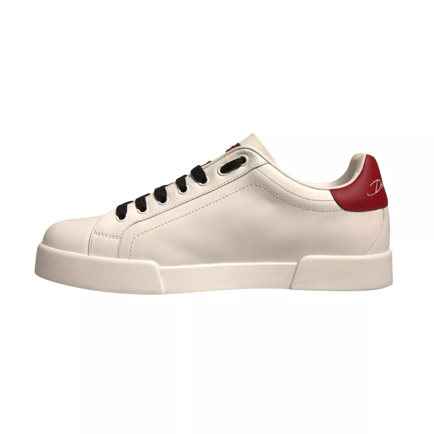 Dolce & Gabbana White Leather DG Logo Low Top Sneakers
