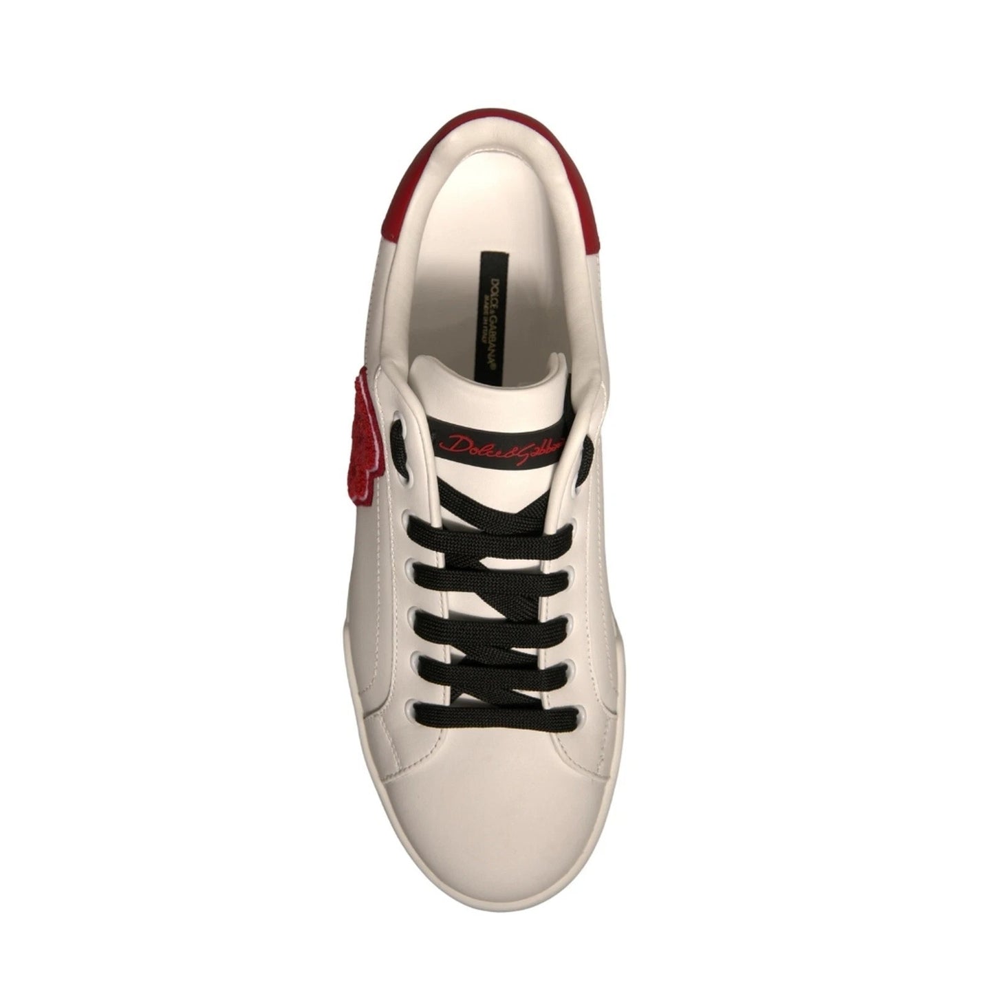 Dolce & Gabbana White Leather DG Logo Low Top Sneakers