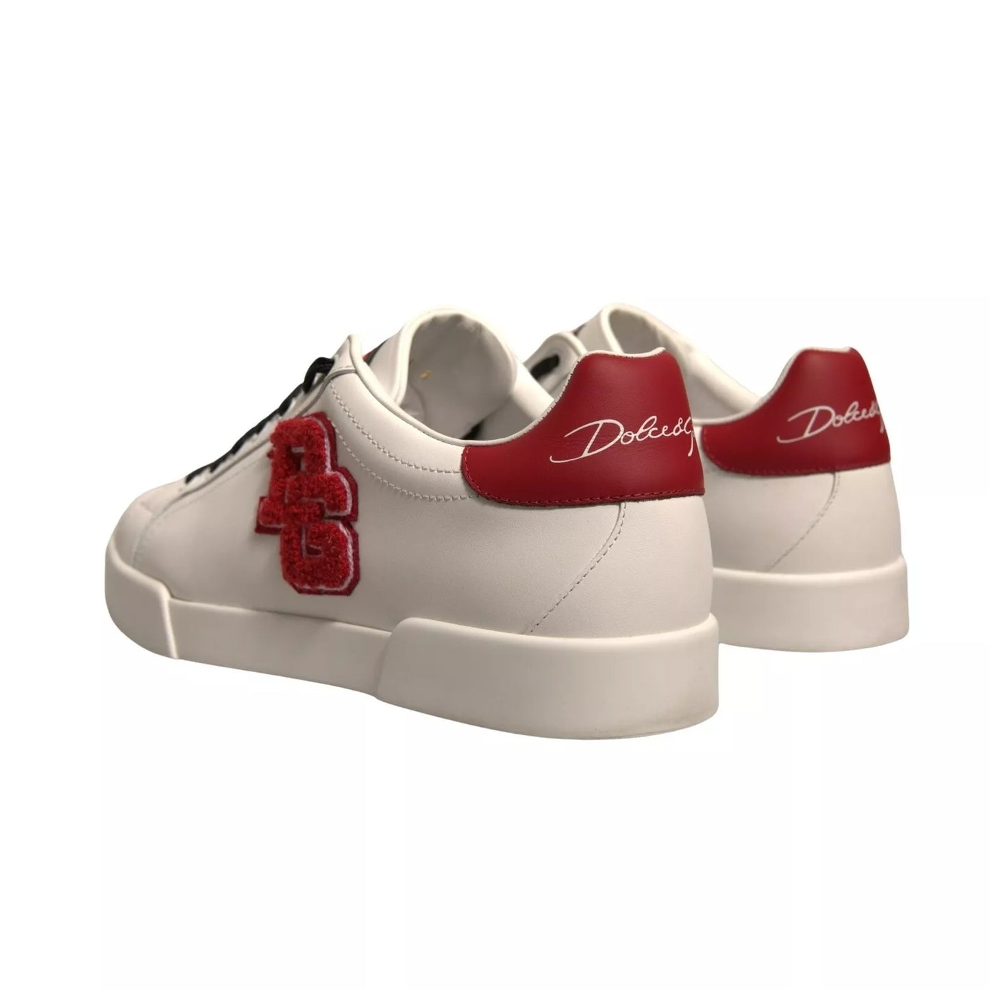 Dolce & Gabbana White Leather DG Logo Low Top Sneakers