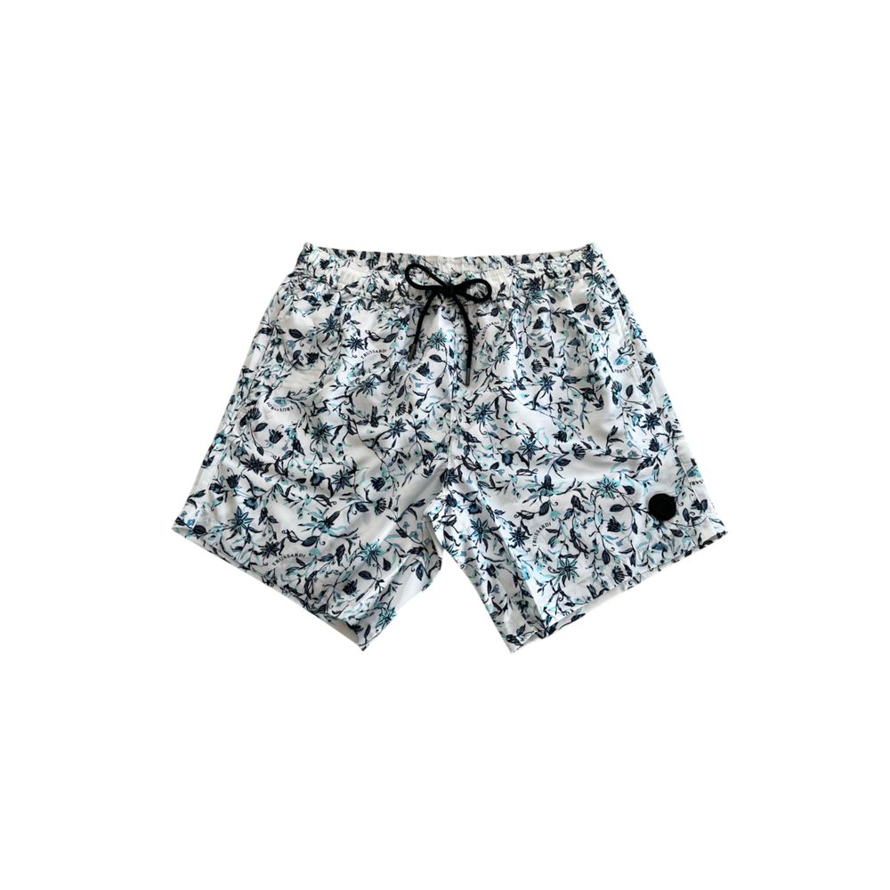 Trussardi Beachwear Men's Swim Shorts – White Floral Print