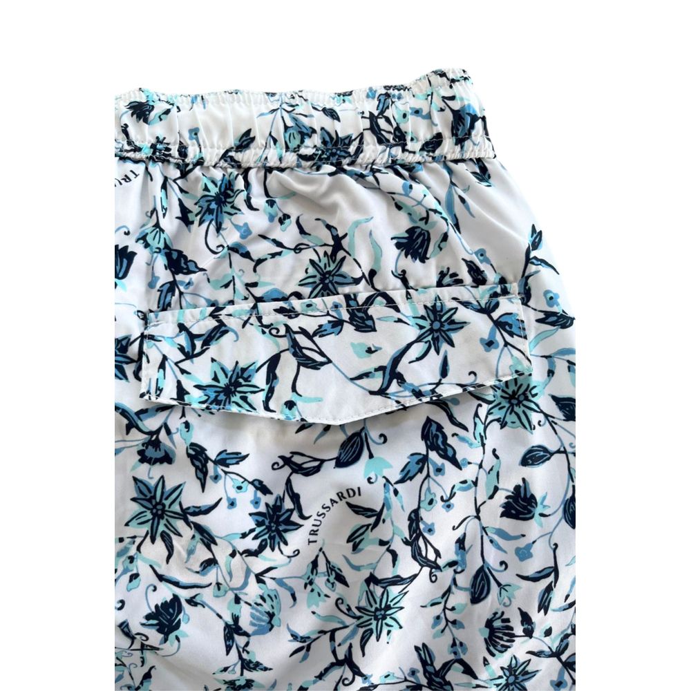 Trussardi Beachwear Men's Swim Shorts – White Floral Print