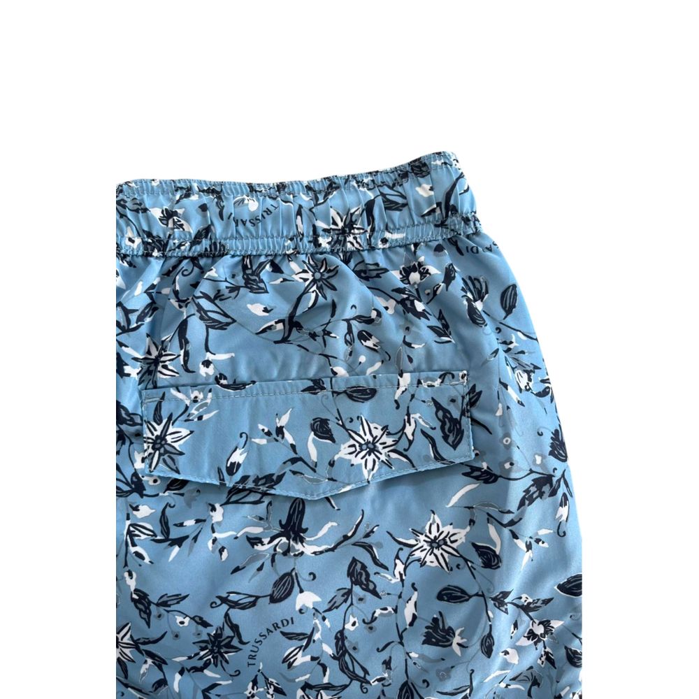 Trussardi Men’s Light Blue Floral Swim Shorts