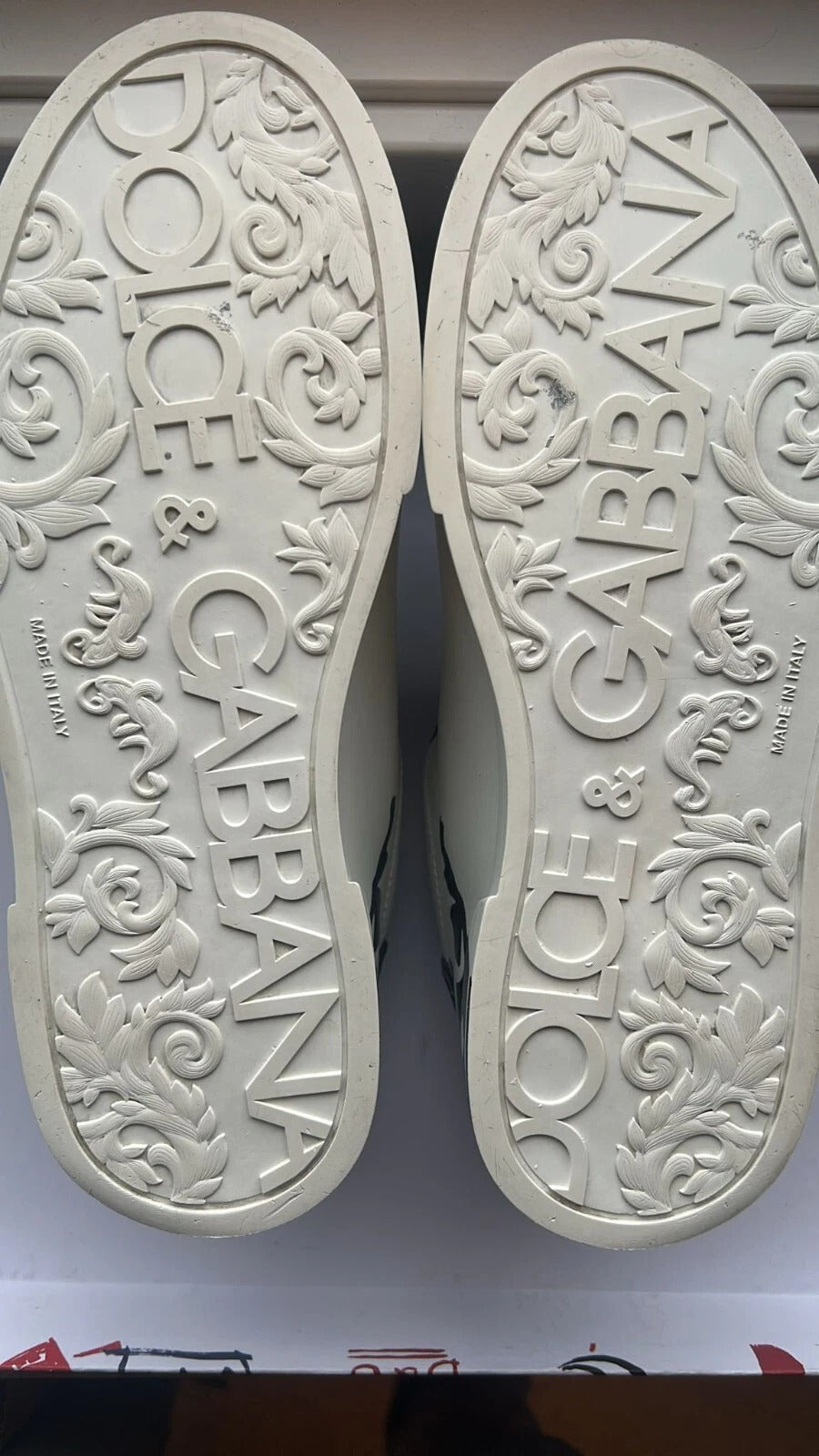 Dolce & Gabbana White Blue Crown Low Top Men's Sneakers