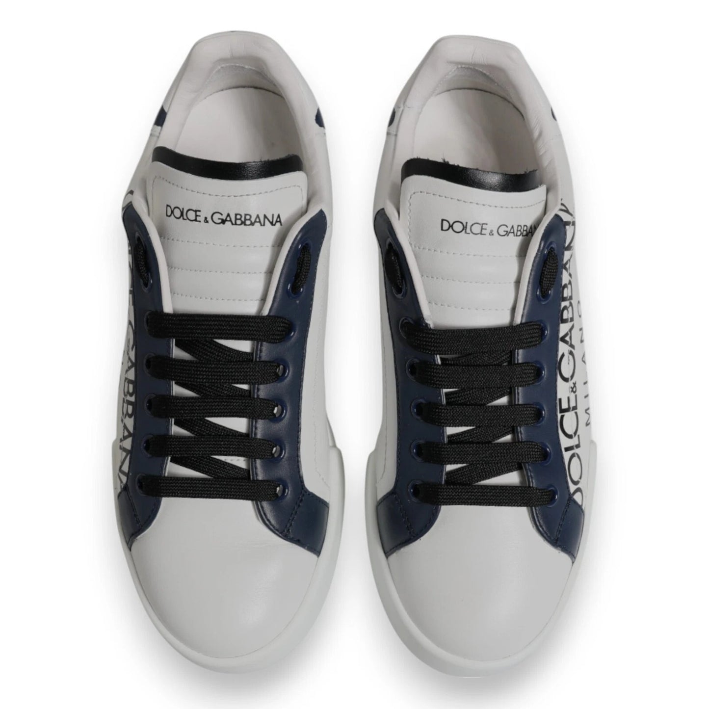 Dolce & Gabbana White Blue Crown Low Top Men's Sneakers