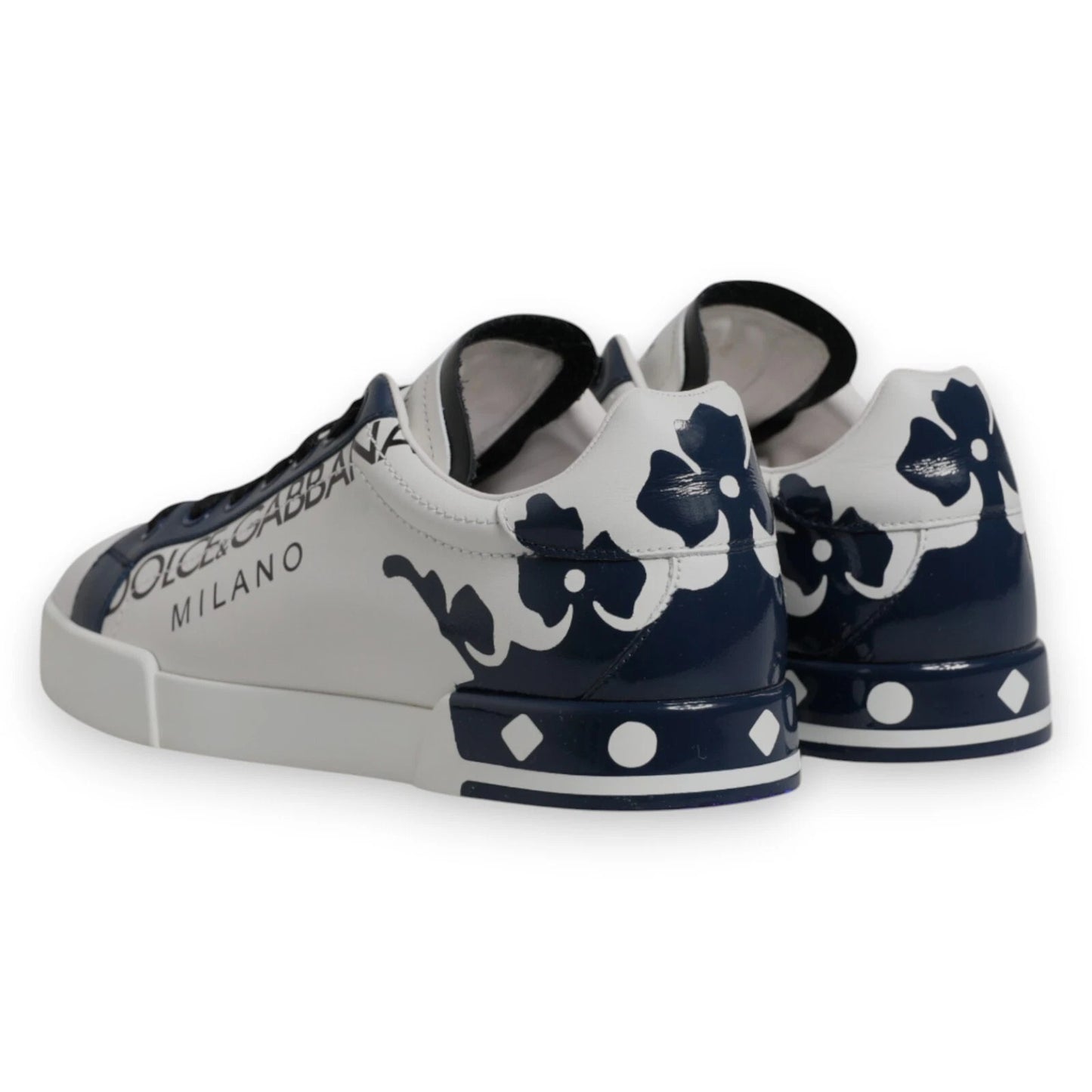 Dolce & Gabbana White Blue Crown Low Top Men's Sneakers
