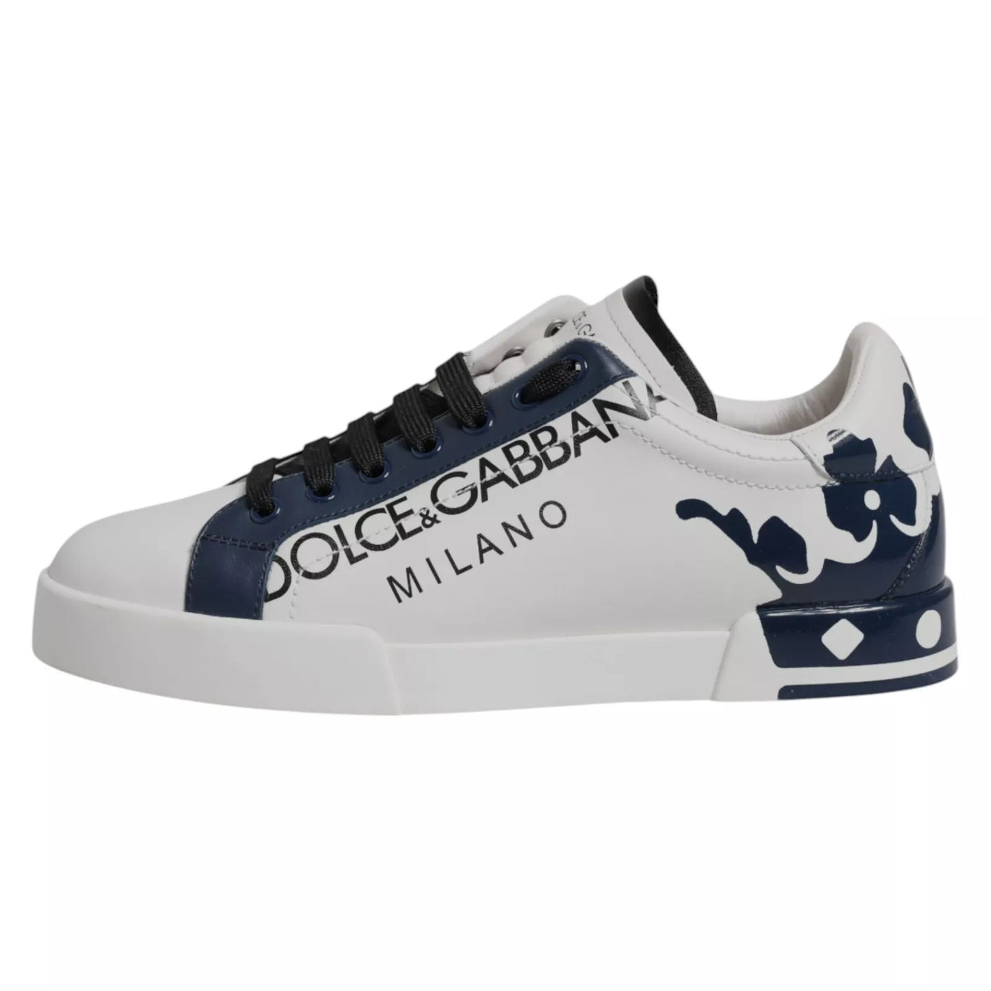 Dolce & Gabbana White Blue Crown Low Top Men's Sneakers
