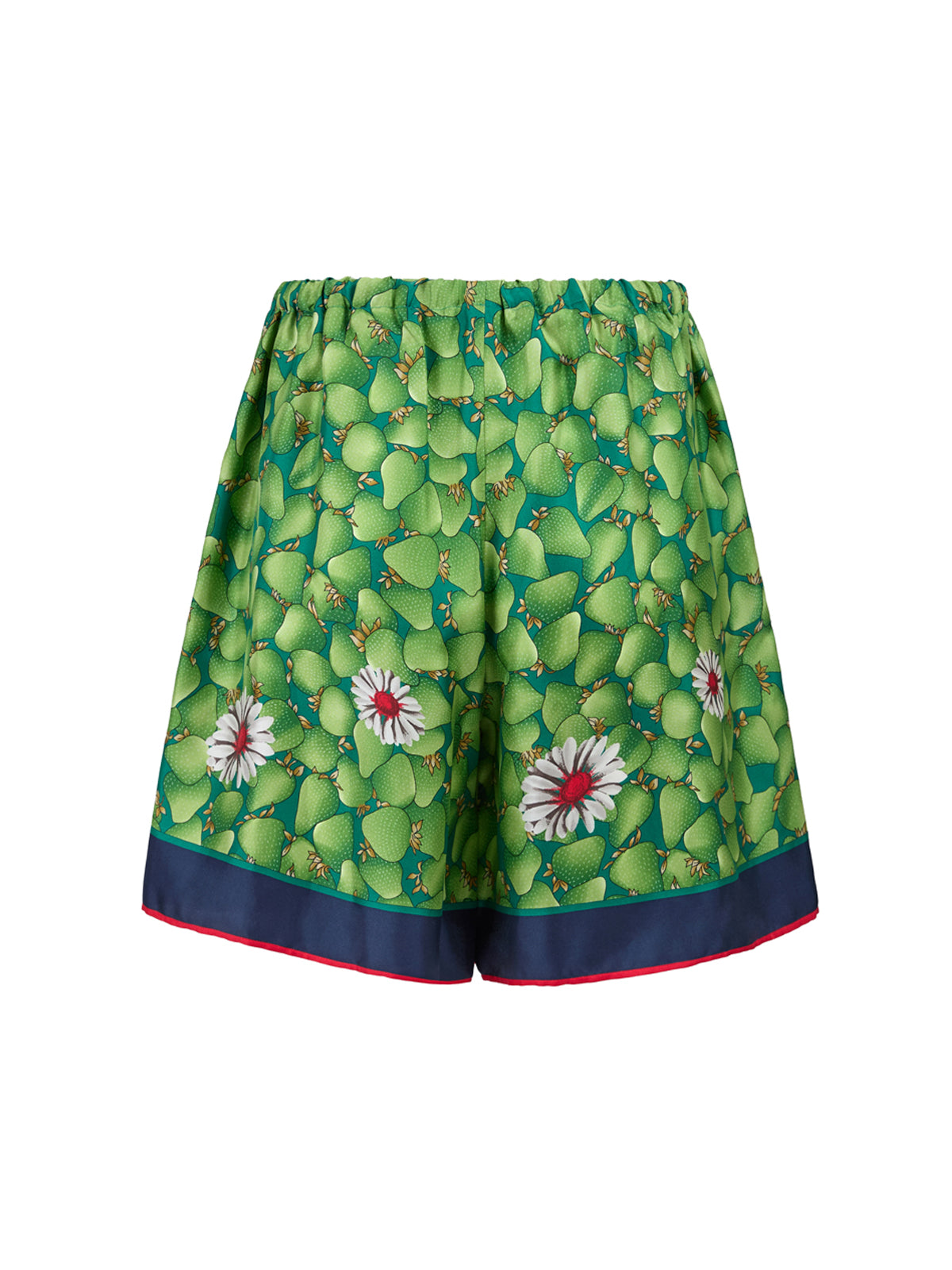 Gucci Women's Green Flower Printed Silk Shorts