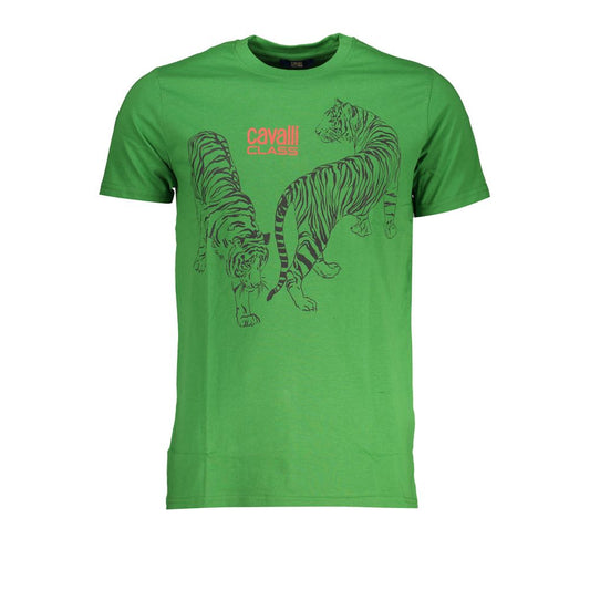 Cavalli Class Bold Green Cotton T-Shirt
