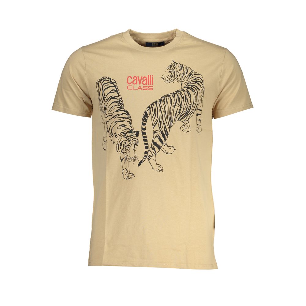 Cavalli Class Bold Beige Cotton T-Shirt