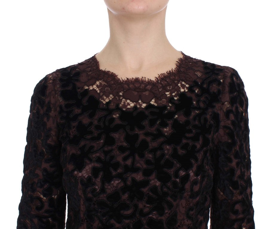 - Elegant Purple Floral Lace Maxi Dress