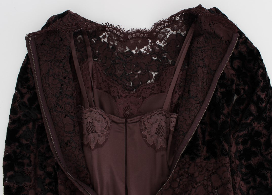 - Elegant Purple Floral Lace Maxi Dress