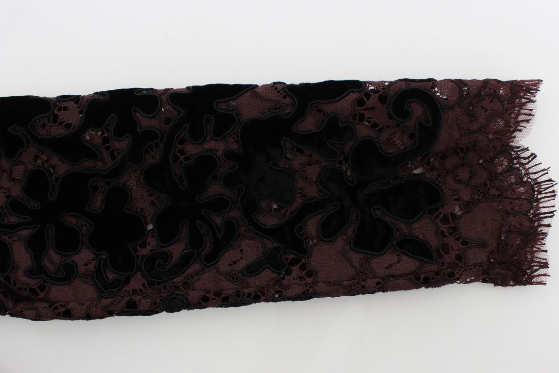 - Elegant Purple Floral Lace Maxi Dress