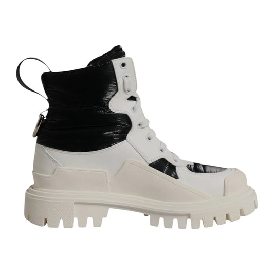 Dolce & Gabbana White Padded Mid Calf Lace Up Boots