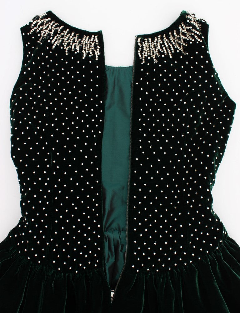 - Enchanted Emerald Velvet Crystal Maxi Dress