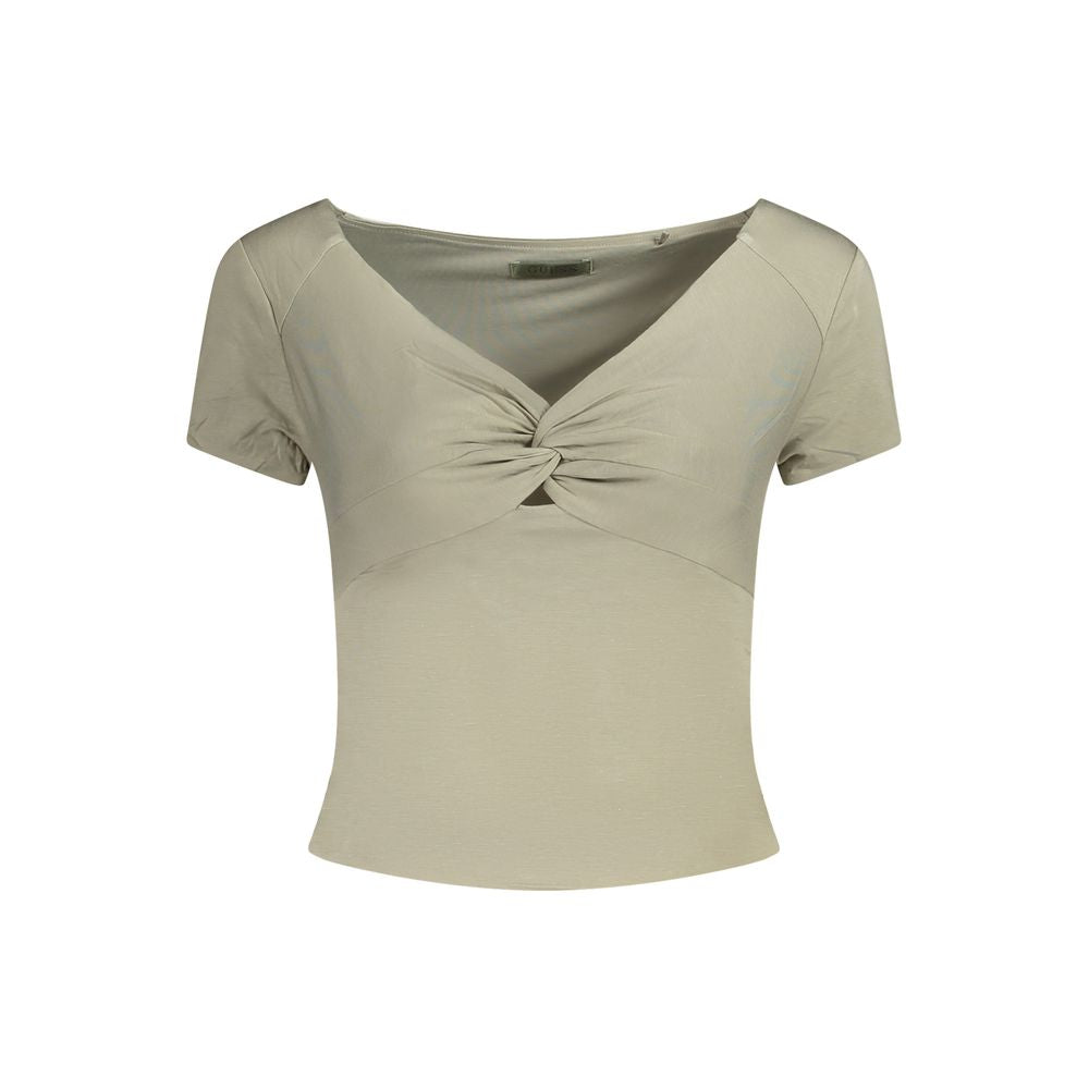 Guess Jeans Green Modal Top & T-Shirt - Short Sleeve with Sweet Neckline