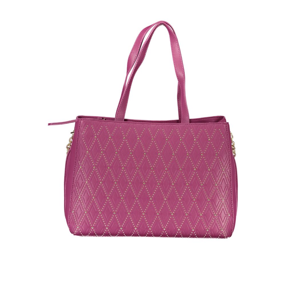 Valentino Bags Purple Faux Leather Handbag with Chain Shoulder Strap