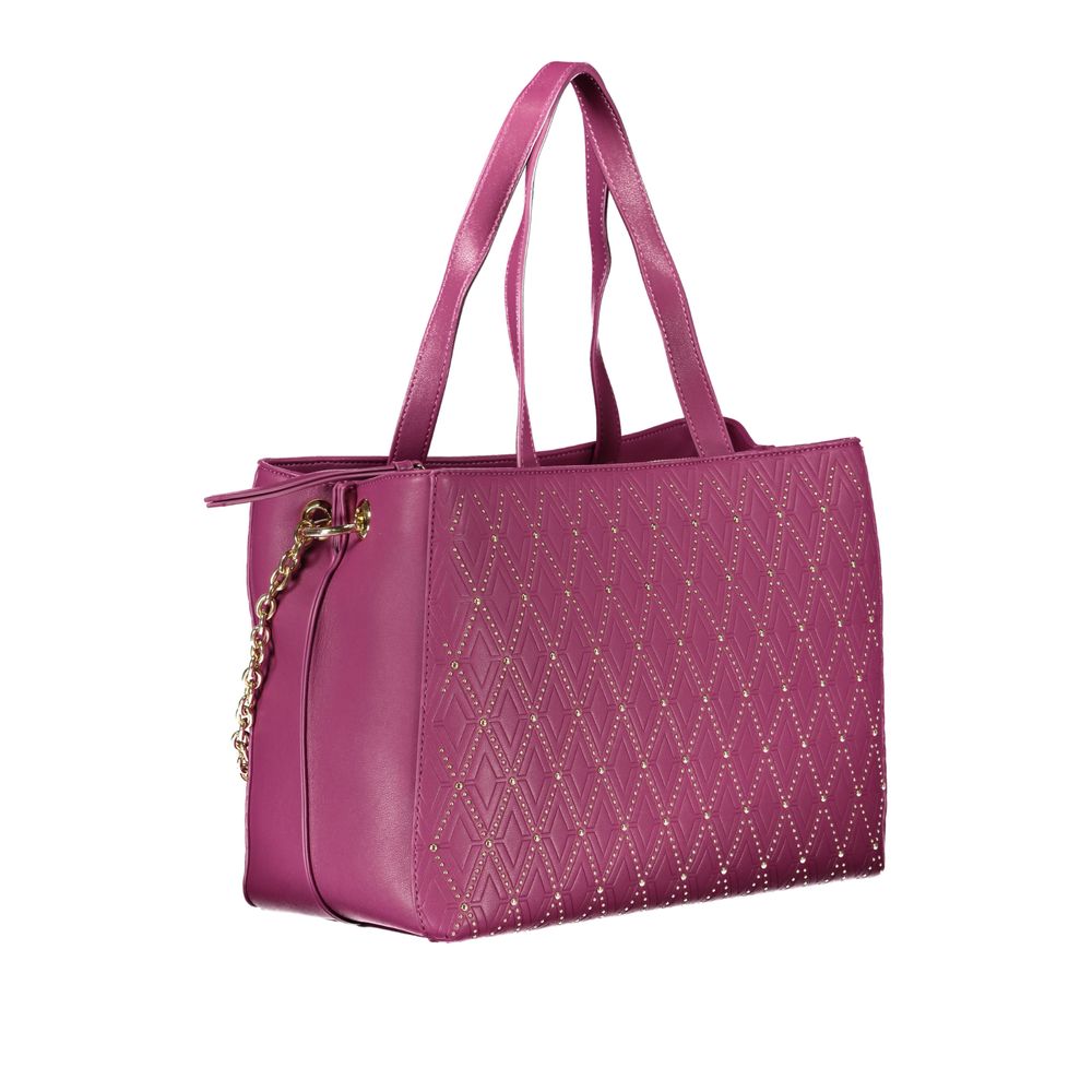 Valentino Bags Purple Faux Leather Handbag with Chain Shoulder Strap