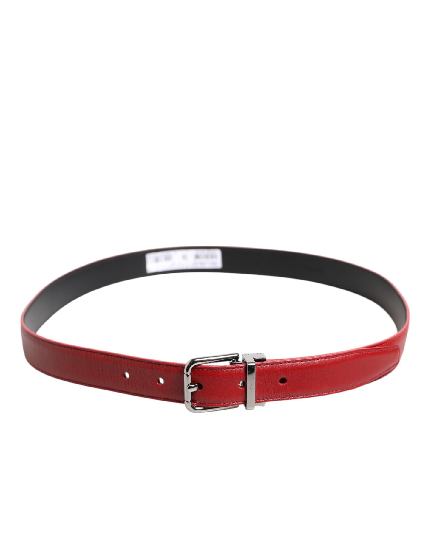 Dolce & Gabbana Red Leather Metal Buckle Belt
