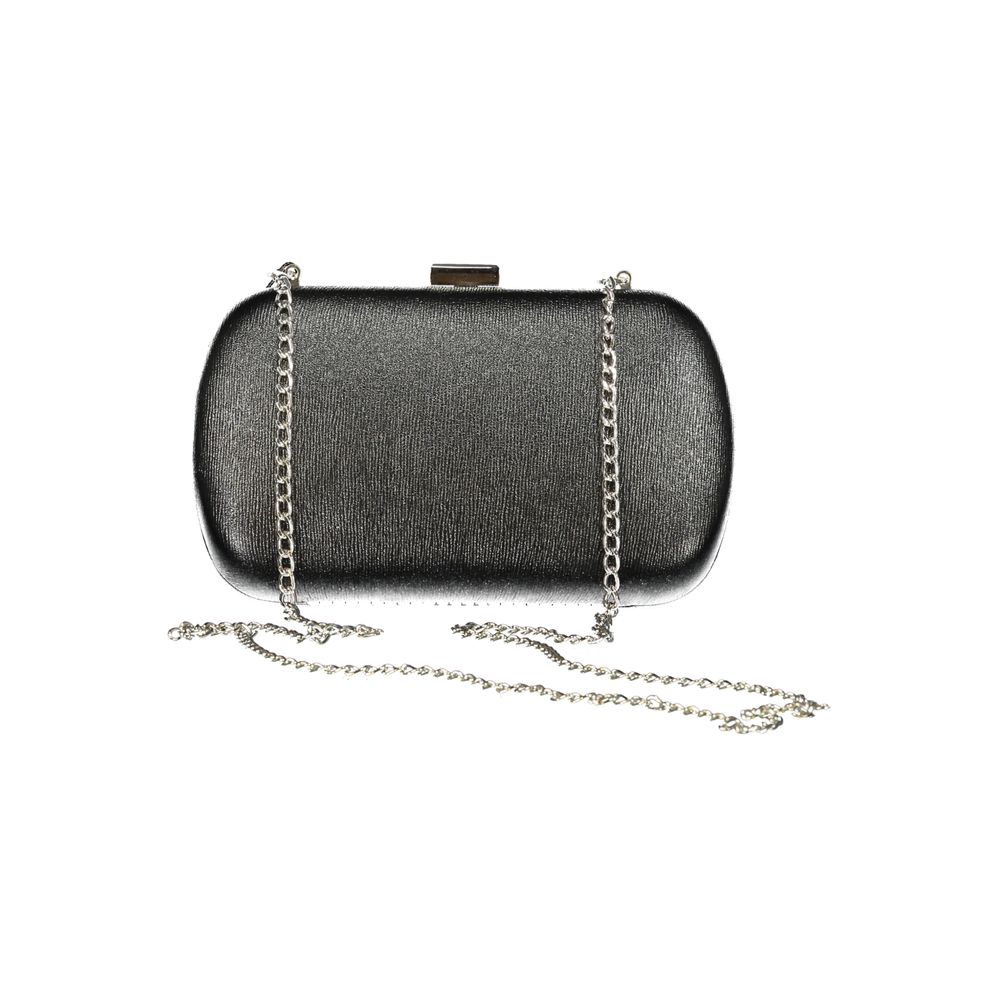 Mario Valentino Black Polyethylene Women Handbag with Chain Strap