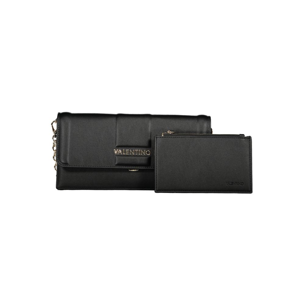Mario Valentino Black Smooth Leather Handbag with Chain Strap