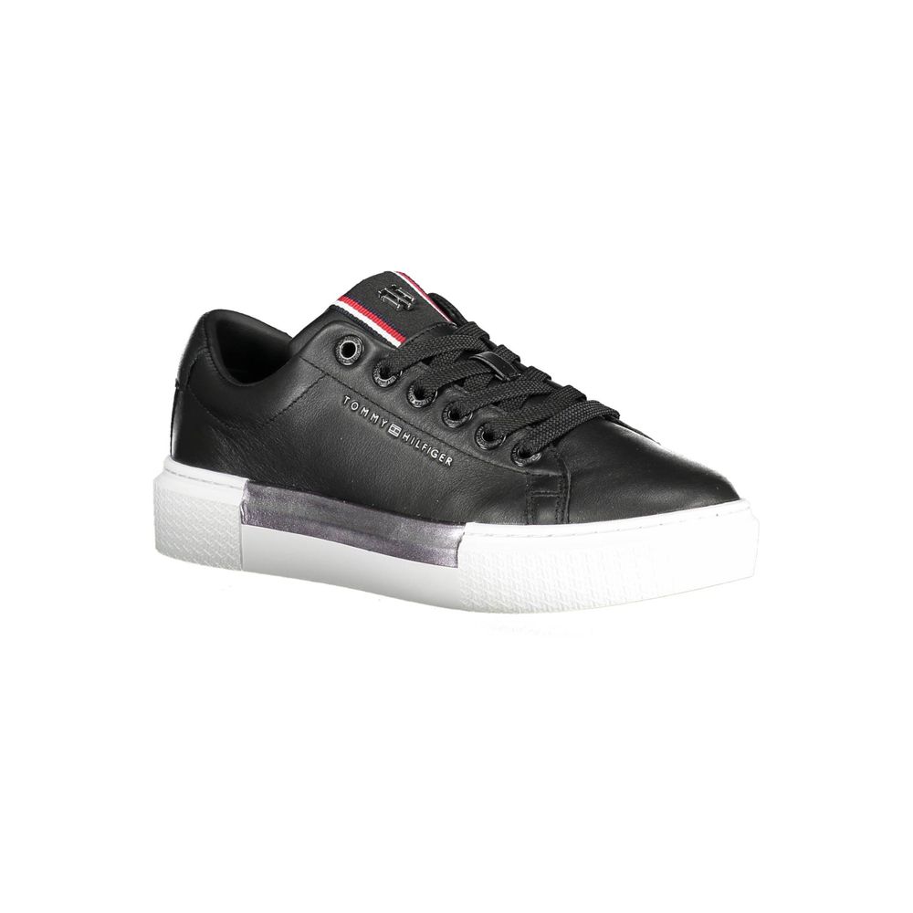 Tommy Hilfiger Black Leather Women's Sneaker