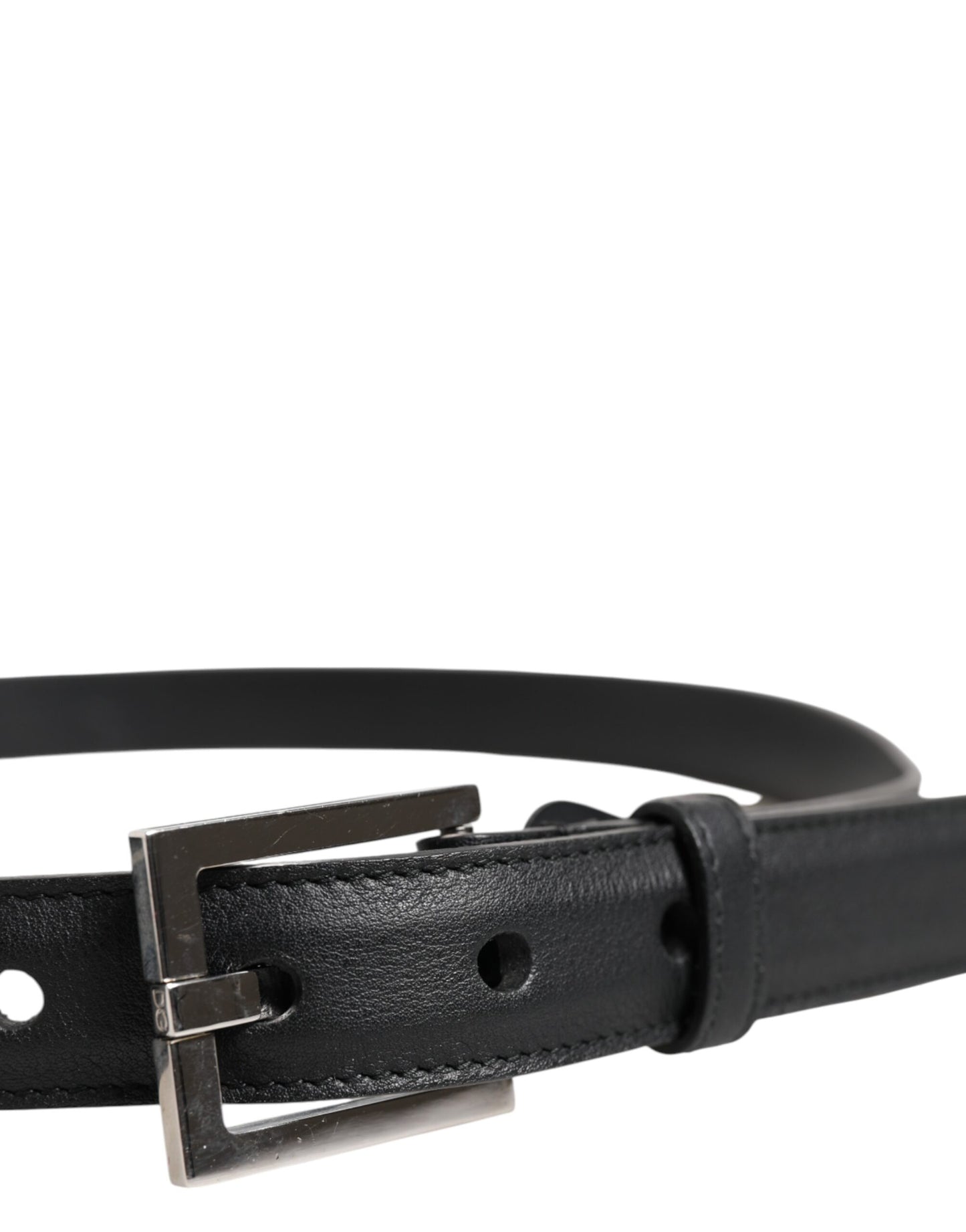 Dolce & Gabbana Black Calfskin Leather Buckle Belt