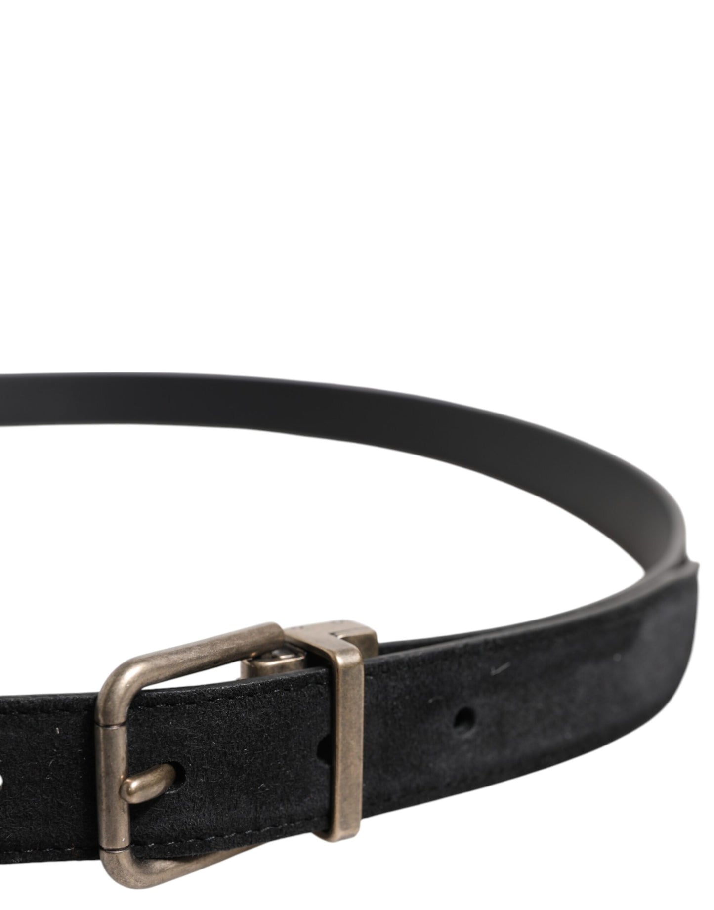 Dolce & Gabbana Black Calf Leather Metal Buckle Belt