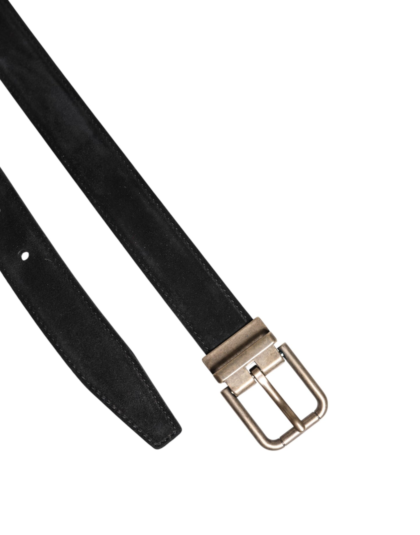Dolce & Gabbana Black Calf Leather Metal Buckle Belt