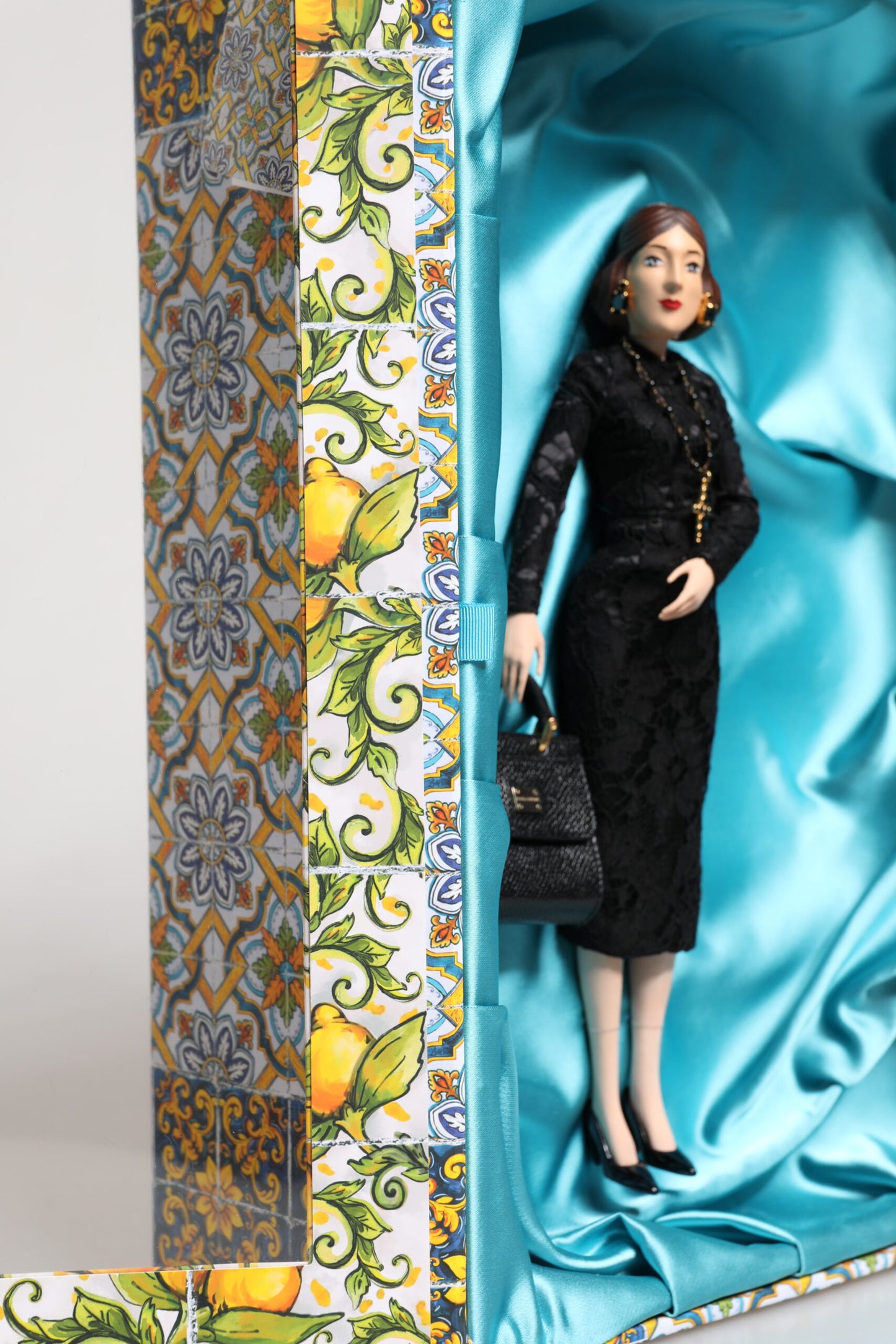 Dolce & Gabbana Black Dress MARIA Porcelain Fashion Show Leather Sicily Doll