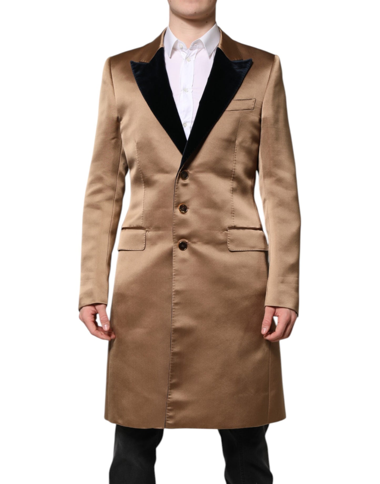 Dolce & Gabbana Brown Silk Trench Coat Jacket