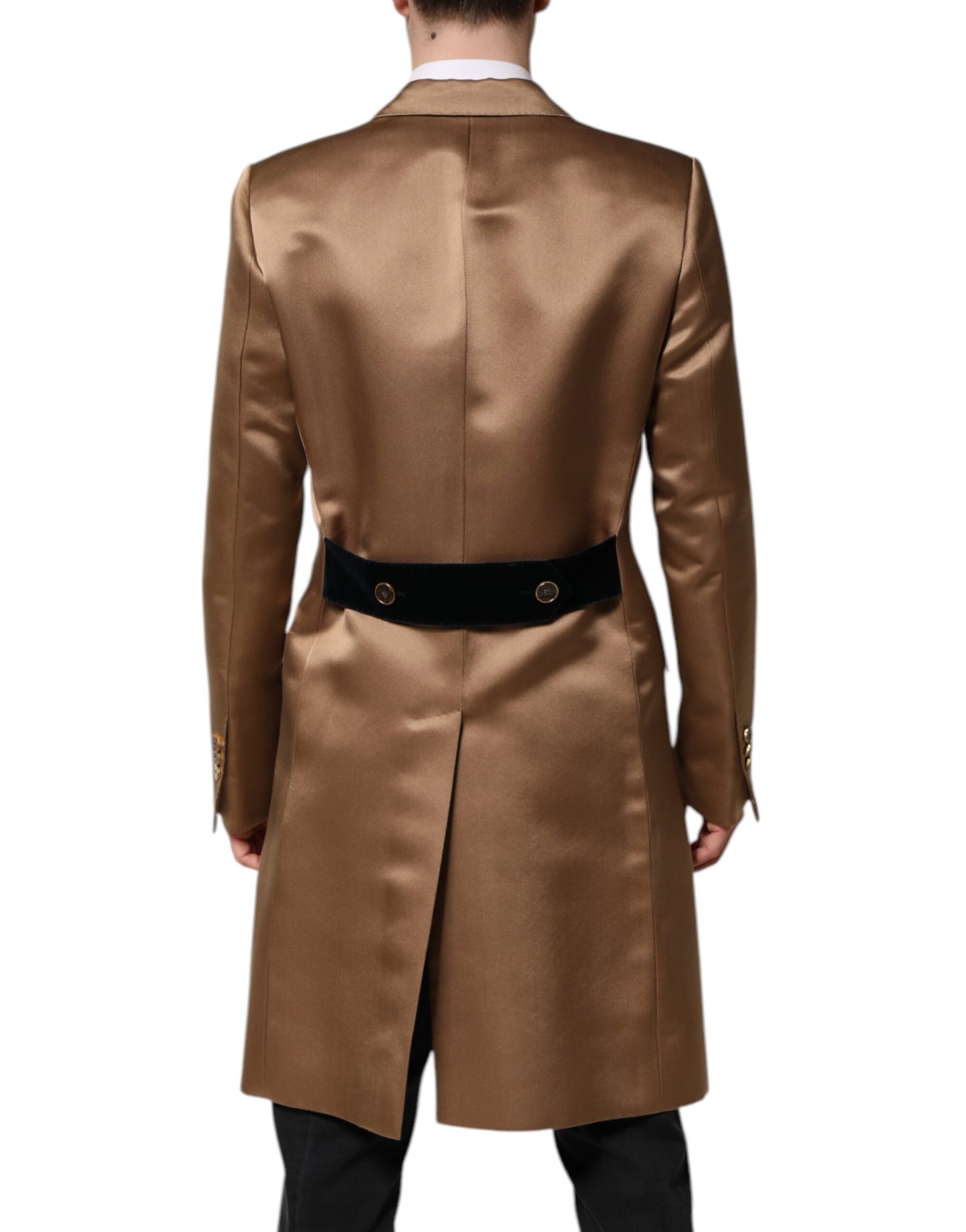 Dolce & Gabbana Brown Silk Trench Coat Jacket