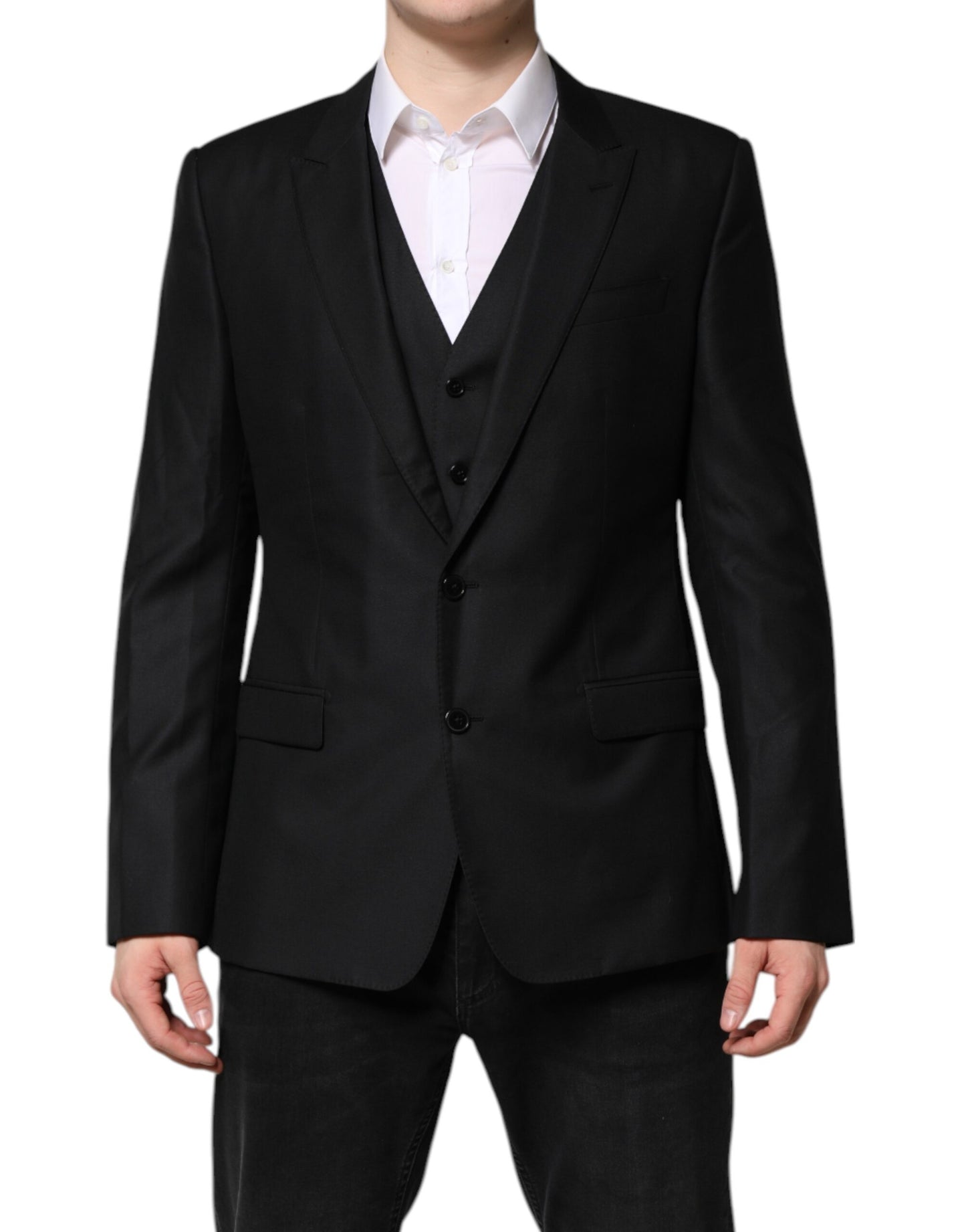 Dolce & Gabbana Black Single Breasted Suit with Vest