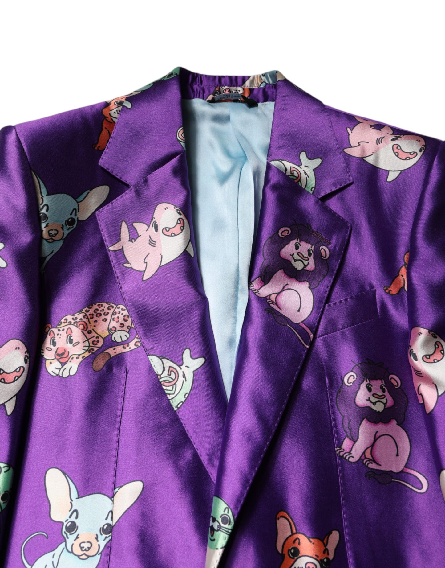 Dolce & Gabbana Purple Silk Animal Print Slim Fit 3 Piece Suit