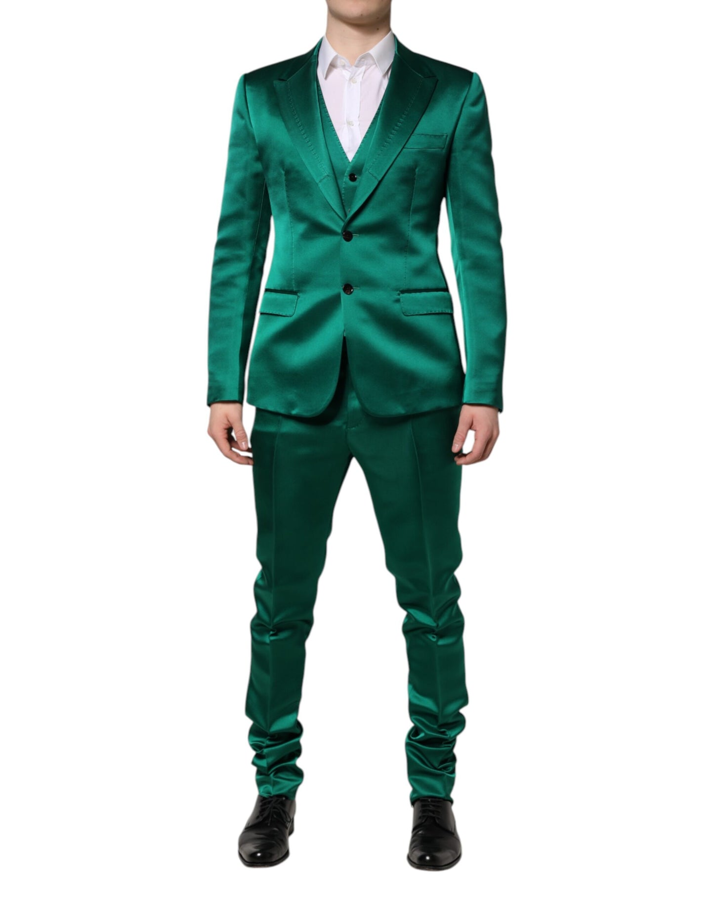 Dolce & Gabbana Green Silk Three-Piece Suit